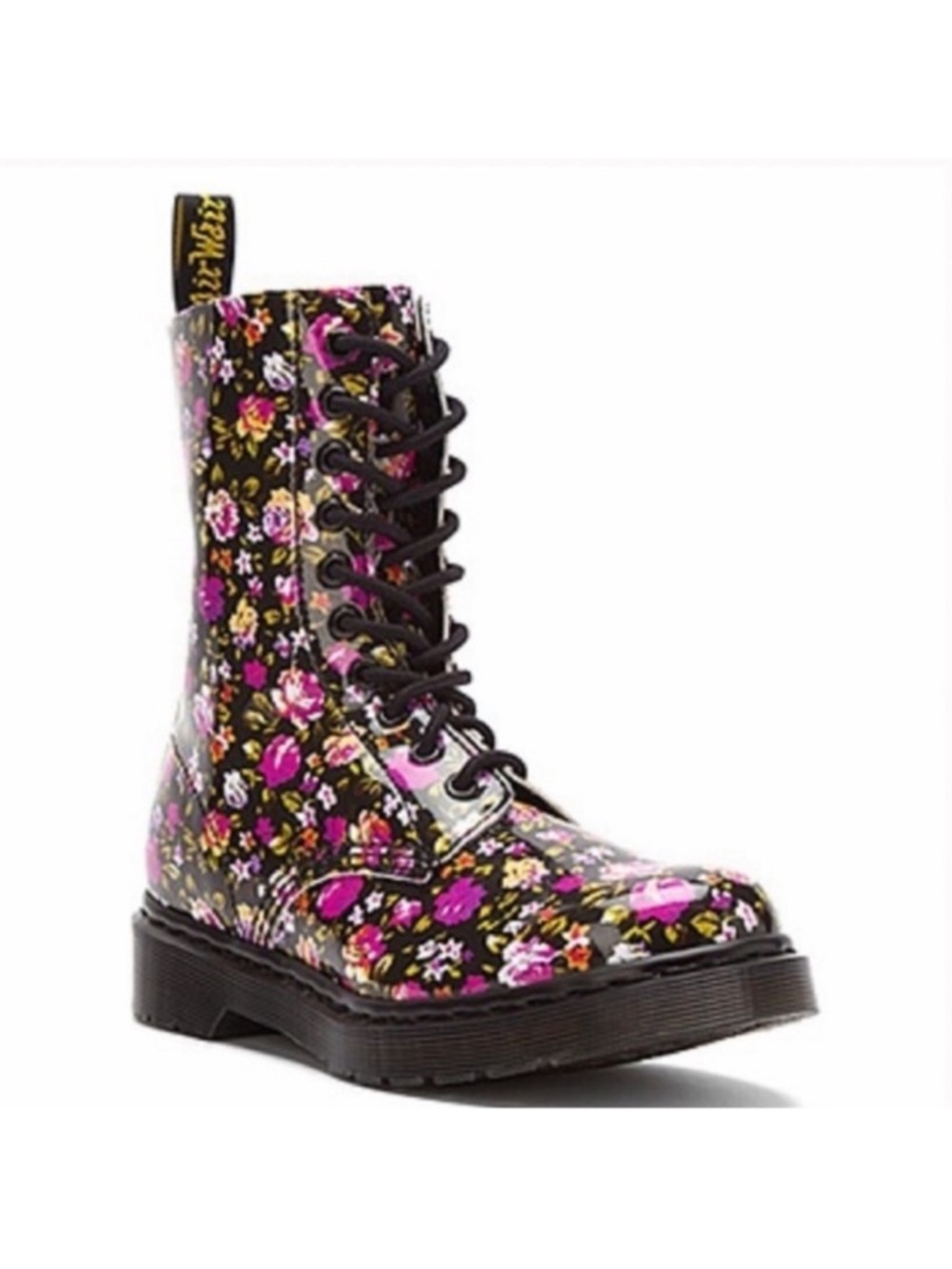 Dr. Martens Womens Simone Floral Leather Lace Up Combat Ankle Boots Rare Sz 10 - Picture 3 of 12